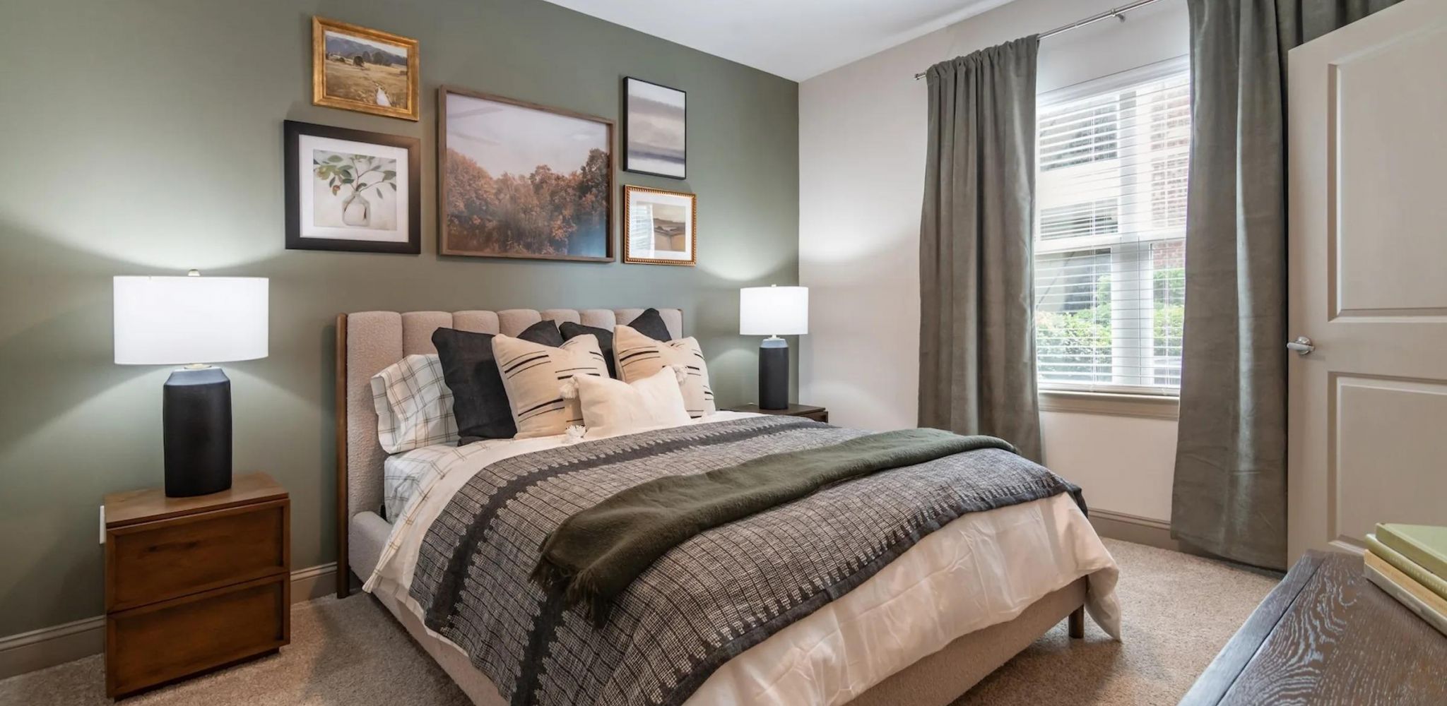 Hawthorne at the Summit spacious apartment bedroom with carpet and large windows